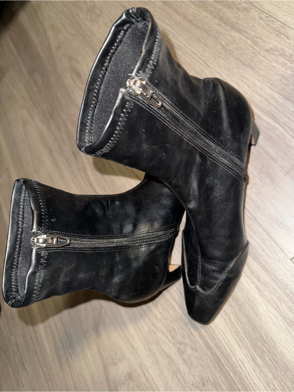 Dolce Vita Black Leather Ankle Booties with Side Zip